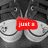 Four- of pixelated images with red text overlays: two smiling faces, a blue eye, and interlocking rings