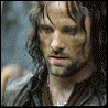 Six show characters from a fantasy film: a man with long dark hair, a woman in white walking on stone steps, and others in medieval-style clothing