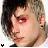 A person with short light brown hair and red eyeshadow appears in three showing slight head movement