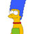 Pixelated character with blue hair, yellow skin, red collar, and green lower body in profile view.