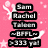 Pixelated text blocks on pink background with white sparkles, displaying names and symbols in black rectangular outlines.