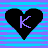 A 48x48 pixel animated buddy icon featuring two heart shapes with a letter K, displayed in a contact sheet format showing left and right frames.