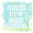 A pixelated graphic with light blue and green watercolor-style background displaying 'A BRAND NEW STORY UNFOLDS' in white block letters, accompanied by small heart symbols.
