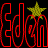 A 4-frame contact sheet of a neon-style animated icon featuring the name "Eden" repeated in four color variations with yellow stars, displayed on a black background.