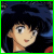 A 4x3 contact sheet of pixelated anime-style frames showing a character with long black hair and red clothing, overlaid with green text fragments spelling "Kagome" across the grid.