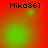 Four display a green glowing dot moving across a red-orange gradient background with "Mika861" text at top-left in each