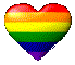 heart-shaped icons with rainbow stripes, each displaying subtle pixel-level variations