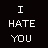 A contact sheet of 11 animated frames showing repeated text "I HATE YOU" with red vertical streaks on a black background, arranged in a 4x3 grid with one gray transparency placeholder.