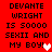 Red background with black pixelated text reading 'DEVANTE WRIGHT IS SOOOO SEXII AND MY BOY!' and a heart symbol changing from white to pink.