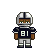 Pixelated figure in dark blue football uniform with white number 81, silver helmet, and brown gloves against gray background.