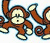Animated sequence of brown cartoon monkeys with cream-colored faces and limbs, each holding a blue-and-white checkered object against white background.