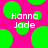 Pixelated text 'Hanna Jade' on bright pink background with green circles, static image.