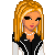 Pixel art contact sheet showing a blonde female character in winter attire with separate body parts and text elements.