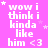 A static image with a bright pink background displays repeated white text reading "wow i think i kinda like him <3" in multiple , interspersed with small white stars
