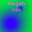 Pixelated text 'Megan rox' in pink on green-blue gradient background with shifting blue circular patterns.