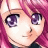 Pixelated anime-style character with pink hair and purple eyes on left, black background with white text on right.