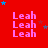 Red background with repeated pink 'Leah' text in three per , scattered blue and gray stars across the