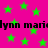 Bright pink background with scattered green stars and repeated black text reading 'lynn maridynn marie' in pixelated font.