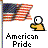 Animated contact sheet of a 4x3 grid showing sequential frames from an American Pride-themed buddy icon featuring a yellow stick figure and waving US flag elements.