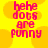 Pixelated text on a yellow background with orange circular shapes, reading "hehe dots are punny" in pink letters.