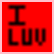 Red square icon with black text reading "I LUV" in top-left, "MY" in top-right, and "Girl Friend" in bottom-left; bottom-right is gray.