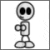 A 3x3 contact sheet of an animated stick figure icon with eight visible frames showing sequential hand and body pose changes against a white background.