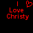 Red pixelated text and symbols on black background: 'I' above a heart symbol, then 'Love Christy' below.