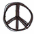 A static image of a peace symbol with a thick black outline on a white background, featuring a slightly blurred or pixelated appearance.