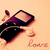 A digital icon shows a dark purple device with white earphones, red lipstick, and the word 'love' in cursive on a light brown background.