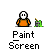 Animated contact sheet showing 16 frames of a pixel art character painting green foliage with a brush, each frame labeled "Paint Screen" below the icon.