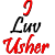 A 2x2 contact sheet of four animated frames showing text-based icon with 'I Luv Usher' in varying colors and styles across each frame.