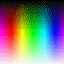 A pixelated rainbow gradient transitions from red to violet across the horizontal axis with a checkerboard transparency overlay on the right side.