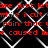 Red text repeats 'i just let while i cut pain that i pain that e caused me caused m' over a black background with white chain-link fence pattern.