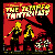 Red background with yellow stars and two distinct band member images; one shows a person singing into a microphone, another shows multiple figures on an album cover.