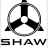 Black and white pixelated icon featuring a circular emblem with three black triangular shapes radiating from the center, topped by a vertical bar, below which is the text 'SHAW' in blocky capital letters.