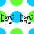 Pixelated icon with blue and green circular shapes surrounding black musical notes on a white background.