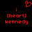 Red pixelated heart symbol above two identical text blocks on black background, each containing lowercase 'i', '[heart]', and 'kennedy' in red.