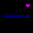 Pixelated icon with four instances of blue text and three pink pixel clusters on black background.