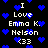 Pixelated text and blue hearts on black background with animated heart movement.