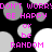 Pixelated text and circles on black background with pink text repeating 'DON'T WORRY', 'BE HAPPY', 'or be', 'RANDOM' in a pattern
