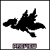 Black pixelated silhouette of a winged creature in flight against light gray background, with 'PREVIEW' text below.