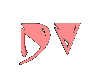 A pink 'D' and inverted triangle symbol appears in multiple variations with changing background colors from gray to red gradients.