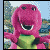 Pixelated image of a pink dinosaur mascot with green shirt and open mouth, next to pixelated text reading "Dinosaur On The Loose" on black background.