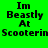 Four identical pixelated text arranged in a , each displaying 'Im Beastly At Scooterin' on solid green or yellow backgrounds
