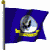 Animated contact sheet of a navy flag icon with blue field, yellow banner, and silver emblem on multiple frames showing slight waving motion.