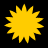 Four identical yellow starburst shapes with sharp points arranged in a on black background