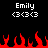 Pixelated text and symbols above red flame graphics on a black background, with two identical side-by-side sections.