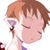 Pixelated cartoon-style icon of a character with brown hair and closed eyes holding an object near their face, rendered in soft pastel colors on transparent background.