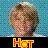 Pixelated image of a person with curly brown hair against a blue checkered background, featuring yellow and red text reading 'HOT' at the bottom.
