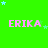 Green background with pink text 'ERIKA' repeated in a , light blue stars scattered throughout, and a gray rectangle in the bottom-right corner